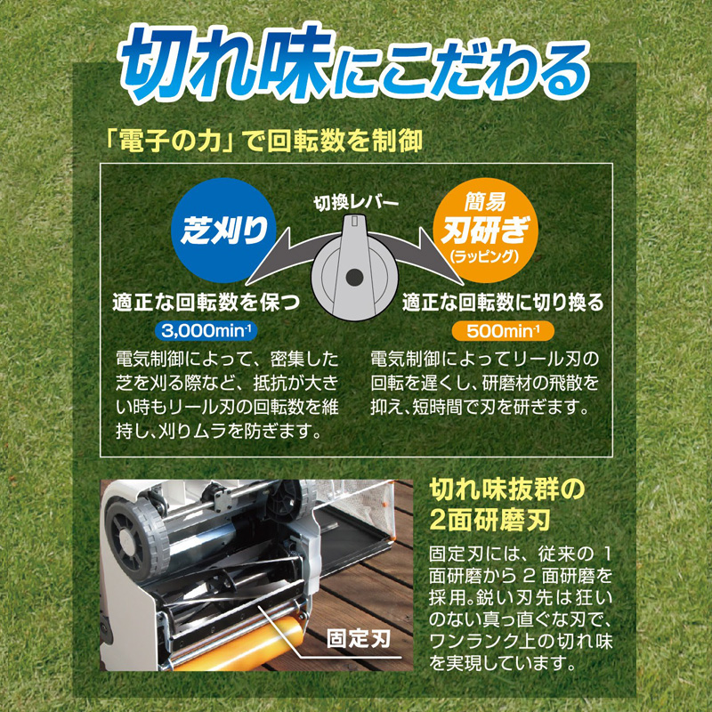 京セラインダストリアルツールズ 電子芝刈り機 リール式(5枚刃) 刈込幅