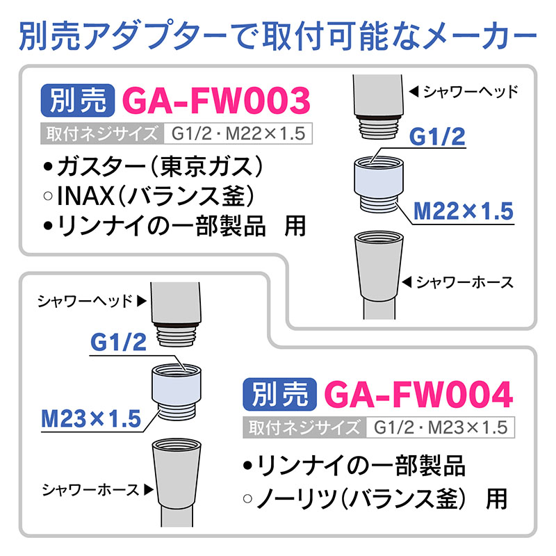 GAONA ガオナ 節水 低水圧 シャワーヘッド クリア 節水30％ 低水圧対応 ピンク GA-FA004 日本製｜a-do｜06