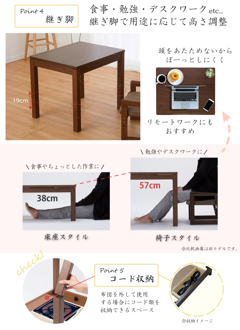 ユアサプライムス 一人用こたつ 3点セット 長方形 お1人様 ダイニング