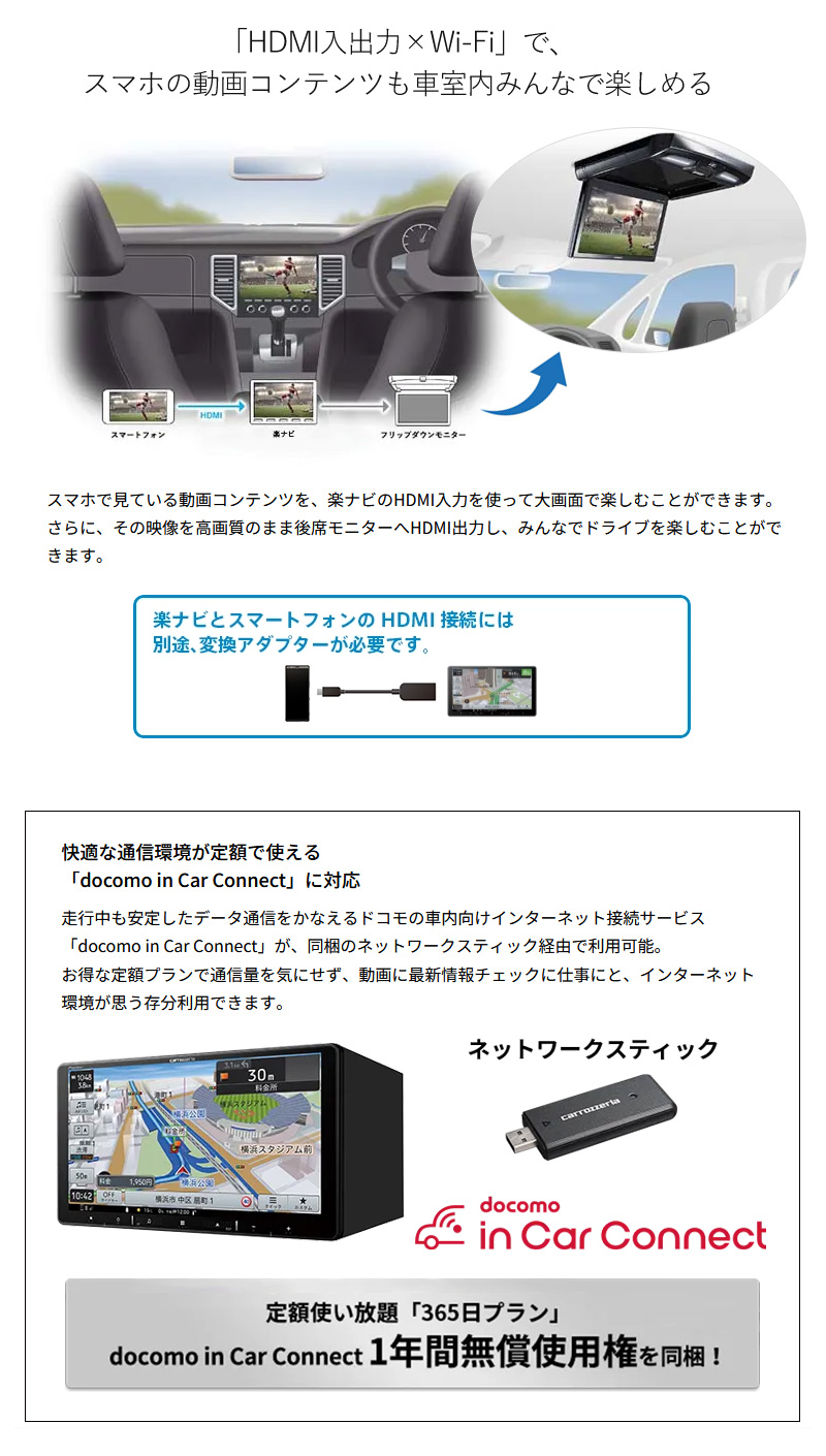 カロッツェリア パイオニア 9V型フローティング 楽ナビ ネットワーク