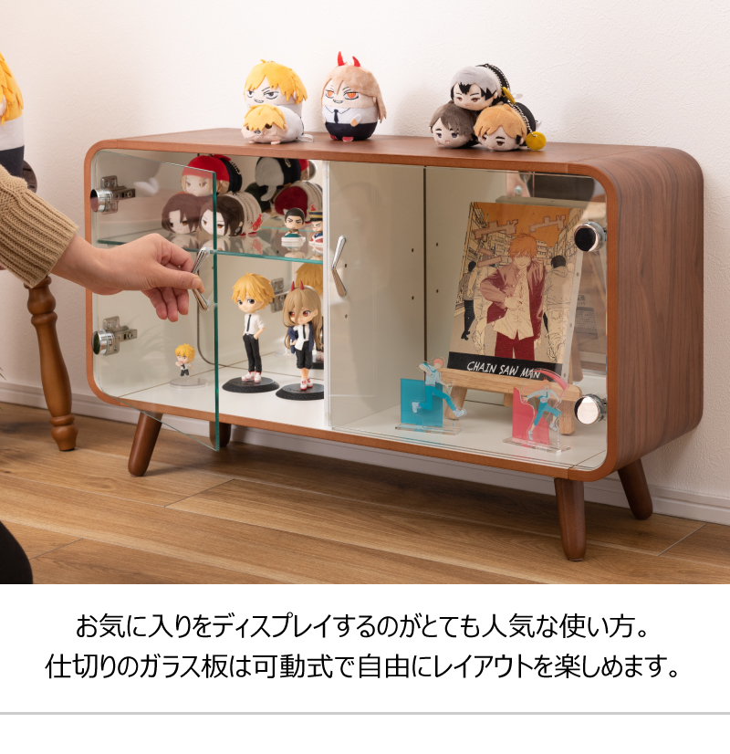 コレクションシェルフ ロータイプ 収納 2段 強化ガラス 背面ミラー PT-613 ディスプレイケース ショーケース 東谷 AZUMAYA 代引不可_4