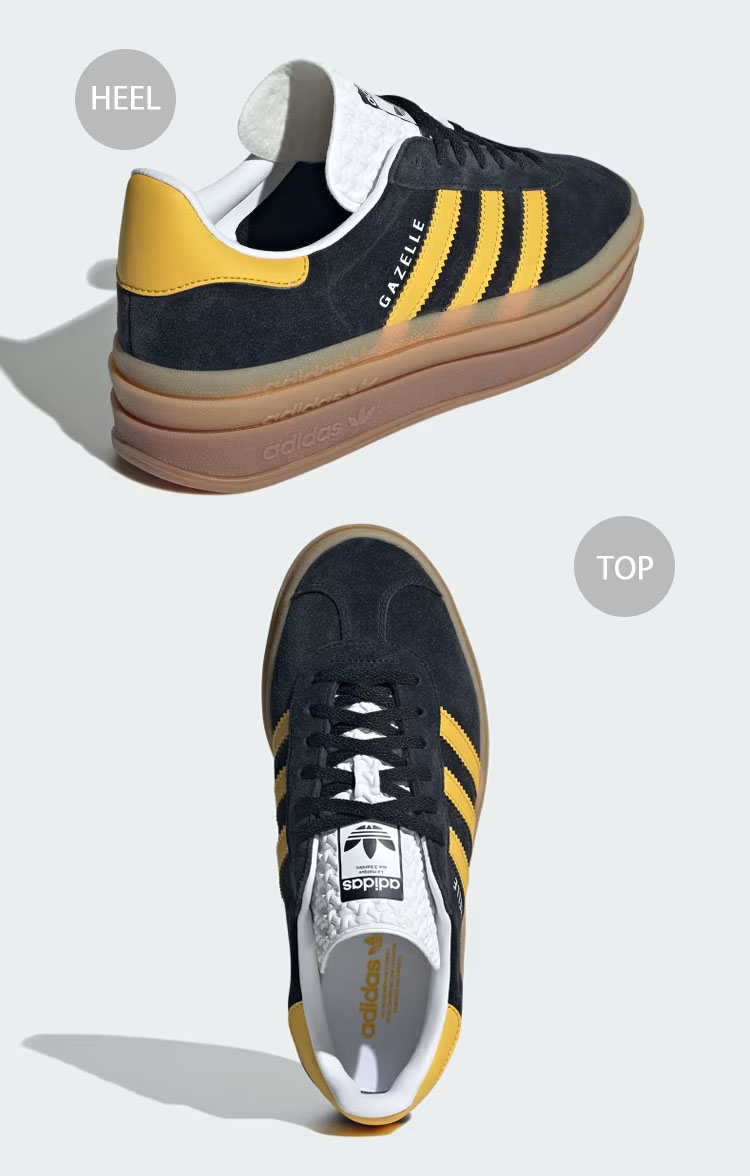 adidas originals アディダス レディース スニーカー 厚底 GAZELLE BOLD IE0422 ガゼル ボールド スエード BLACK GOLD YELLOW 厚底シューズ adidas（アディダス） adidas originals レディース スニーカー 厚底