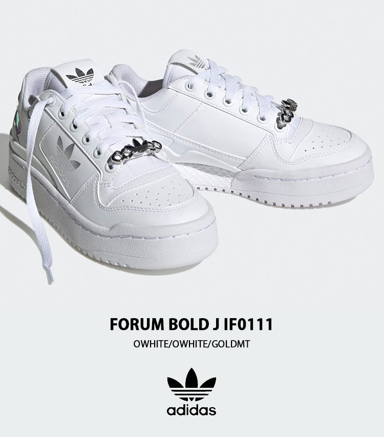 ★美品 adidasアディダスFORUMBOLDホワイト/ゴールド スニーカー adidas アディダス スニーカー FORUM BOLD J IF0111 OWHITE