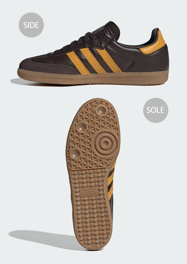 adidas originals アディダス スニーカー SAMBA OG IG6174 サンバ オリジナル BROWN YELLOW GUM  シューズ レザー 本革 ブラウン イエロー ガムラバーソール