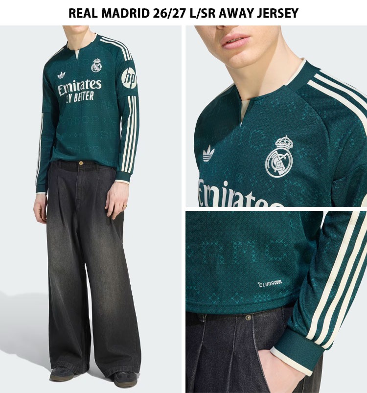 adidas（アディダス） レアルユニ 長袖 ジャージ Tシャツ REAL MADRID