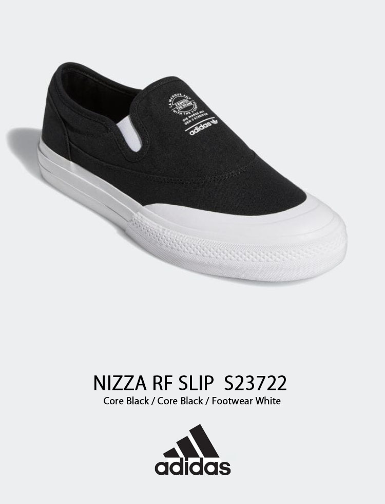 adidas アディダス スリッポン スニーカー NIZZA RF SLIP ニッツァ RF スリップ S23722 CORE BLACK  FOOTWEAR WHITE ブラック ホワイト シューズ