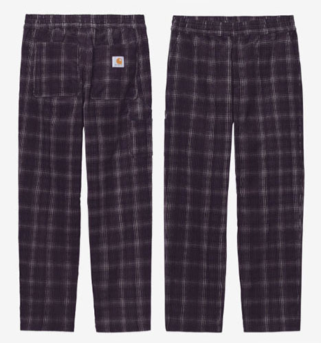 CARHARTT カーハート コーデュロイパンツ FLINT PANT テーパードパンツ チェック柄 パンツ VALCAN PLUM  チェック コーデュロイ ダブリューアイピー CA22FWPAOT