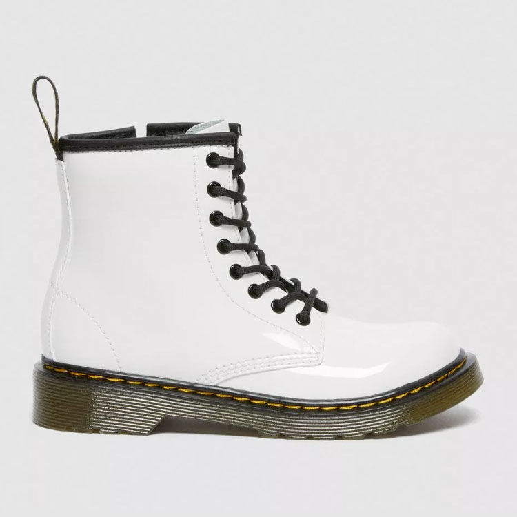 Dr.Martens ドクターマーチン キッズ ブーツ JUNIOR 1460 PATENT LEATHER LACE UP BOOTS LUCIDO+PATENT LAMPER 15382101 レザーシューズ 子供 キッズ ホワイト