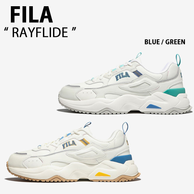 FILA フィラ スニーカー RAYFLIDE 1RM02120E_138/143 WHITE BLUE GREEN レイフライド ホワイト メンズ  レディース 男性用 女性用