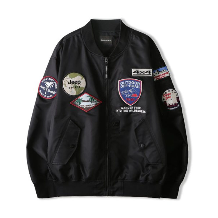 定期販売 Jeep ジープ ボンバージャケット WAPPEN MA-1 BOMBER JACKET ワッペン ボンバー ジャケット ノーカラージャケット ブルゾン ロゴ メンズ レディース JO1JPU201