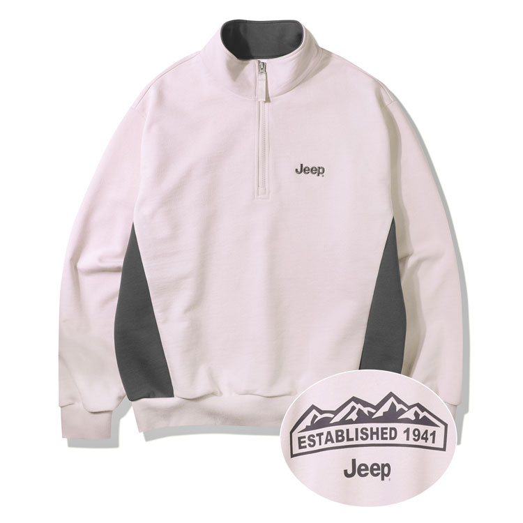 Jeep ジープ スウェット Half Zip-Up M-Logo Sweat ハーフジップ ロゴ ジップアップ トレーナー ブラック ネイビー アイボリー ピンク JP5TSU833｜a-dot｜05