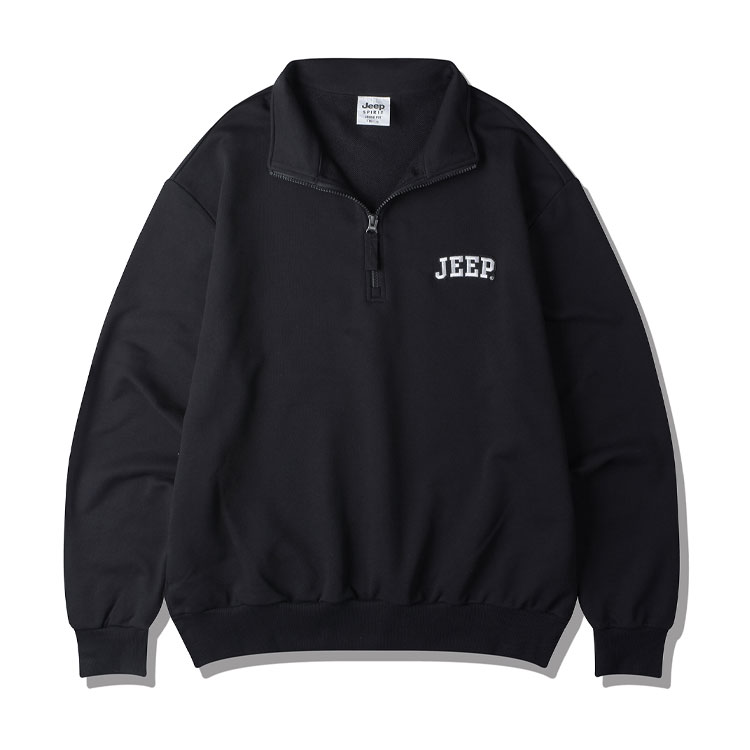 Jeep ジープ スウェット Half Zip-Up Applique Logo Sweat ハーフジップ アップリケ ロゴ ジップアップ トレーナー メンズ レディース JP5TSU836_1