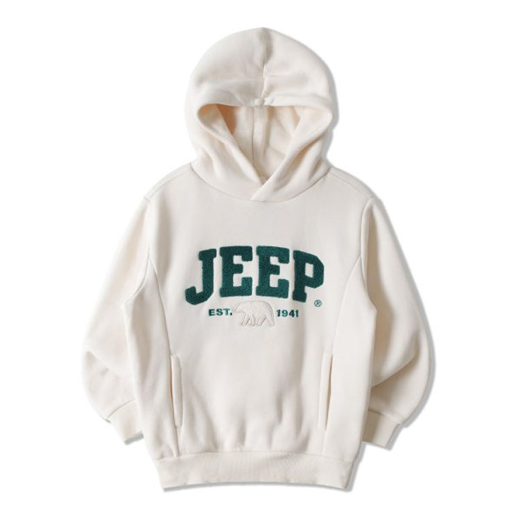 Jeep ジープ キッズ パーカー BOUCLE JEEP FLEECE HOOD ブークレ フリース フード フーディ 長袖 プルオーバー 裏起毛 フード付き ロゴ 子供用 KN4THU054