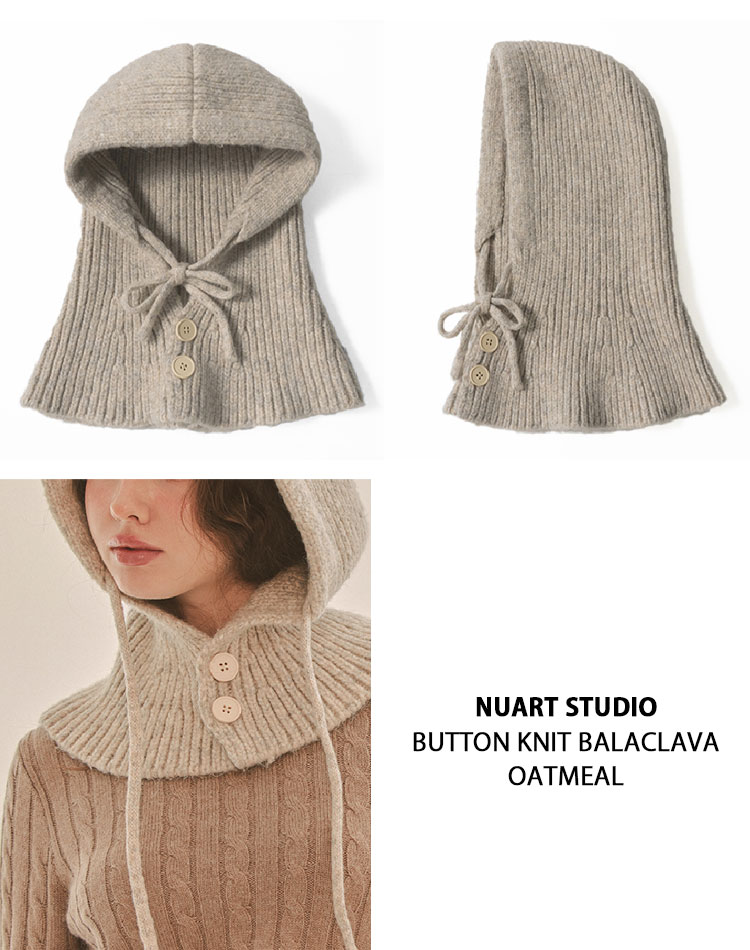 NUART STUDIO ヌアートスタジオ 帽子 BUTTON KNIT BALACLAVA 4色