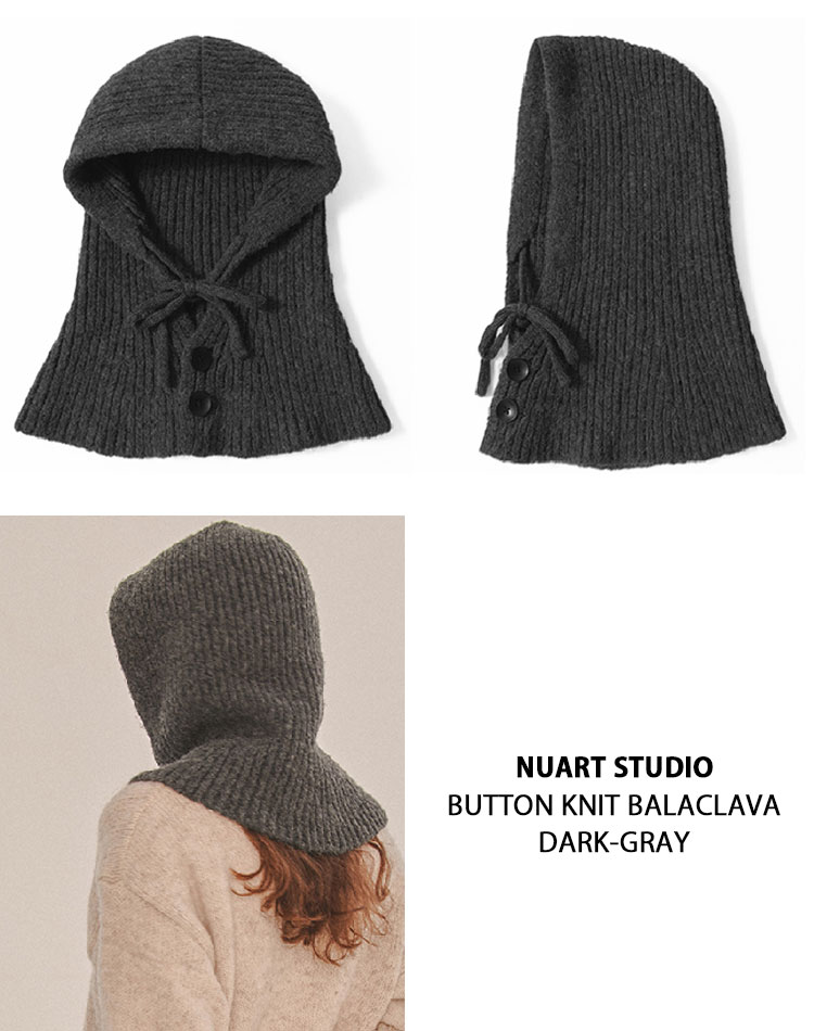 NUART STUDIO ヌアートスタジオ 帽子 BUTTON KNIT BALACLAVA 4色