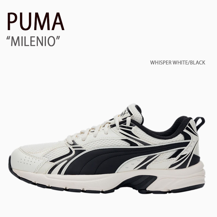 PUMA プーマ スニーカー PUMA MILENIO WHISPER WHITE BLACK シューズ メンズ レディース 男性用 女性用  390002-02