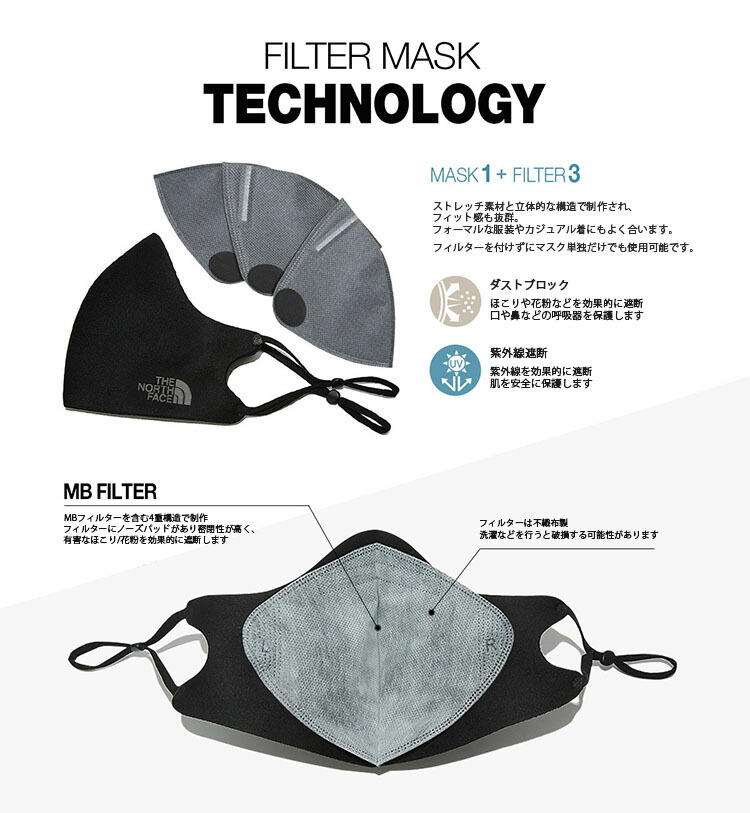 THE NORTH FACE ノースフェイス マスク TNF FILTER MASK BLACK