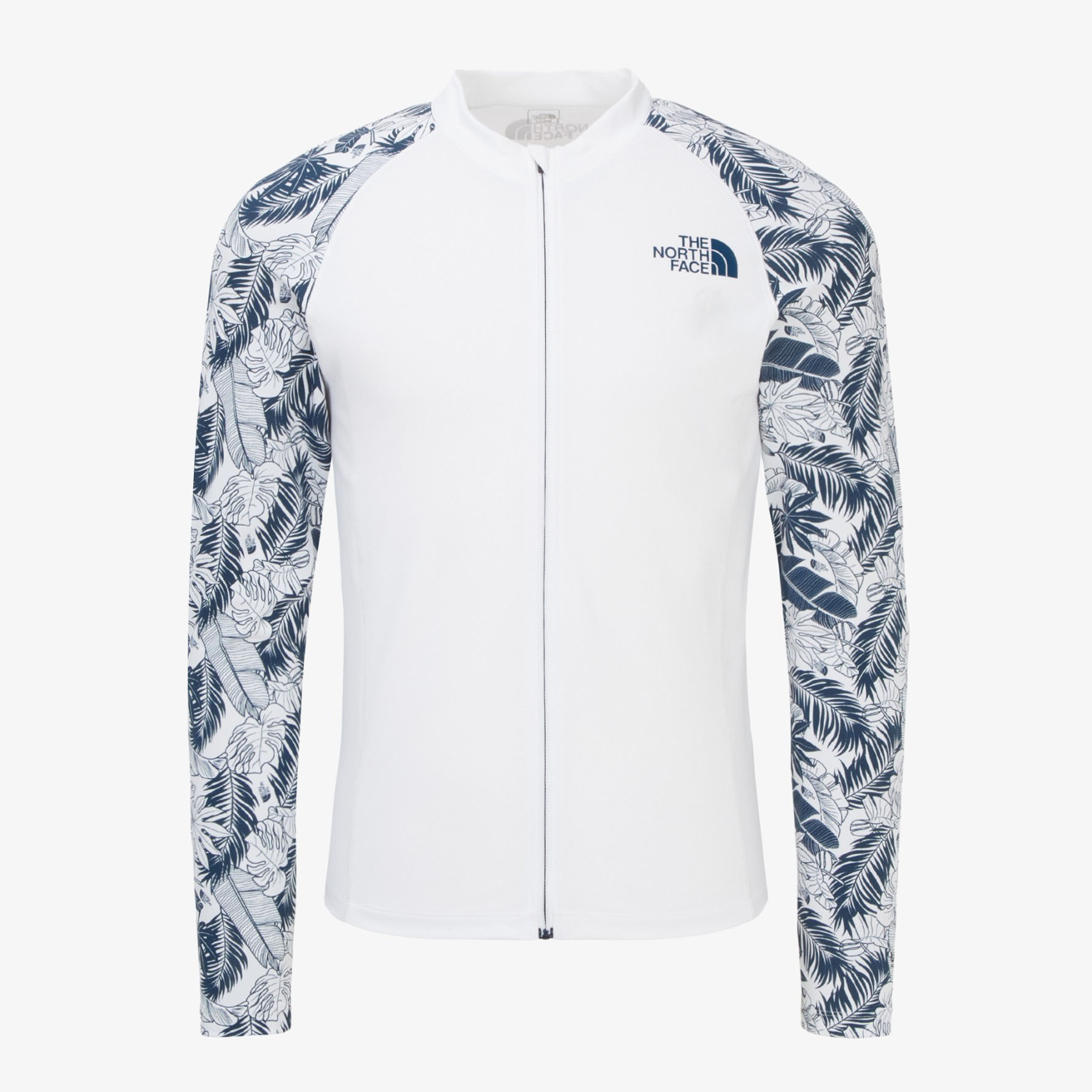 THE NORTH FACE ノースフェイス ラッシュガード M'S WAVEY PRINT RASHGUARD ジップアップラッシュガード UVカット 冷感素材 WHITE NAVY スイムウェア NJ5JR04A_1