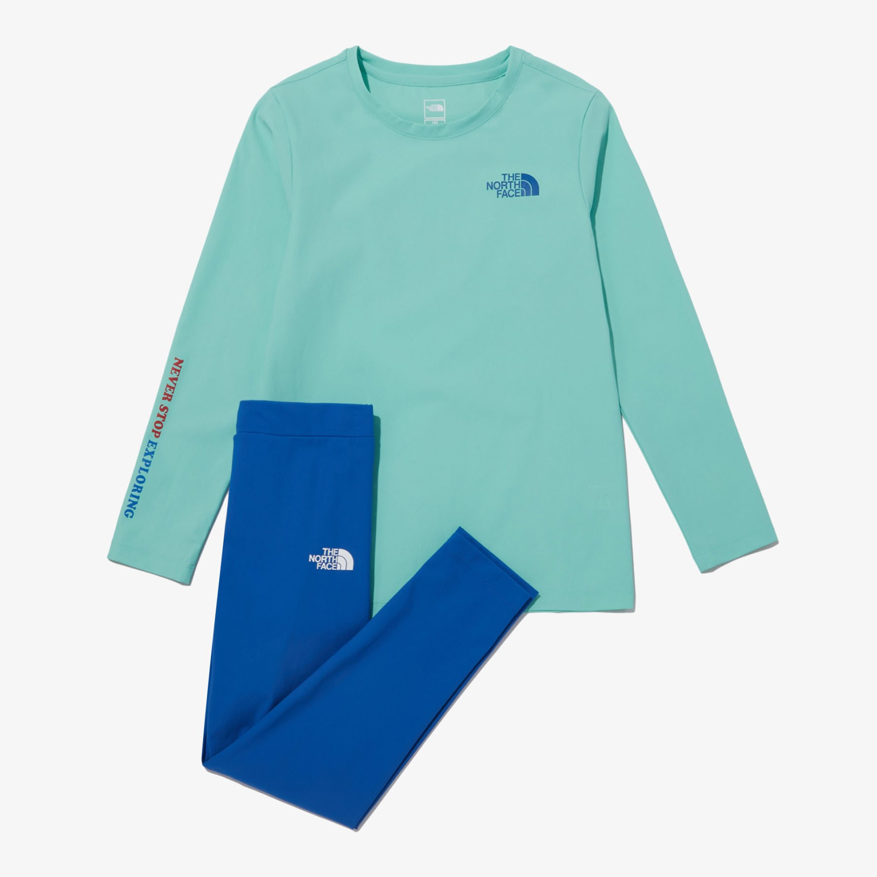 THE NORTH FACE ノースフェイス キッズ セットアップ K'S SUMMER DIVE L/S WATER SET ラッシュガード 水着 レギンス 冷感素材 BLUE GREEN 水遊び NT7TP04S/V｜a-dot｜03