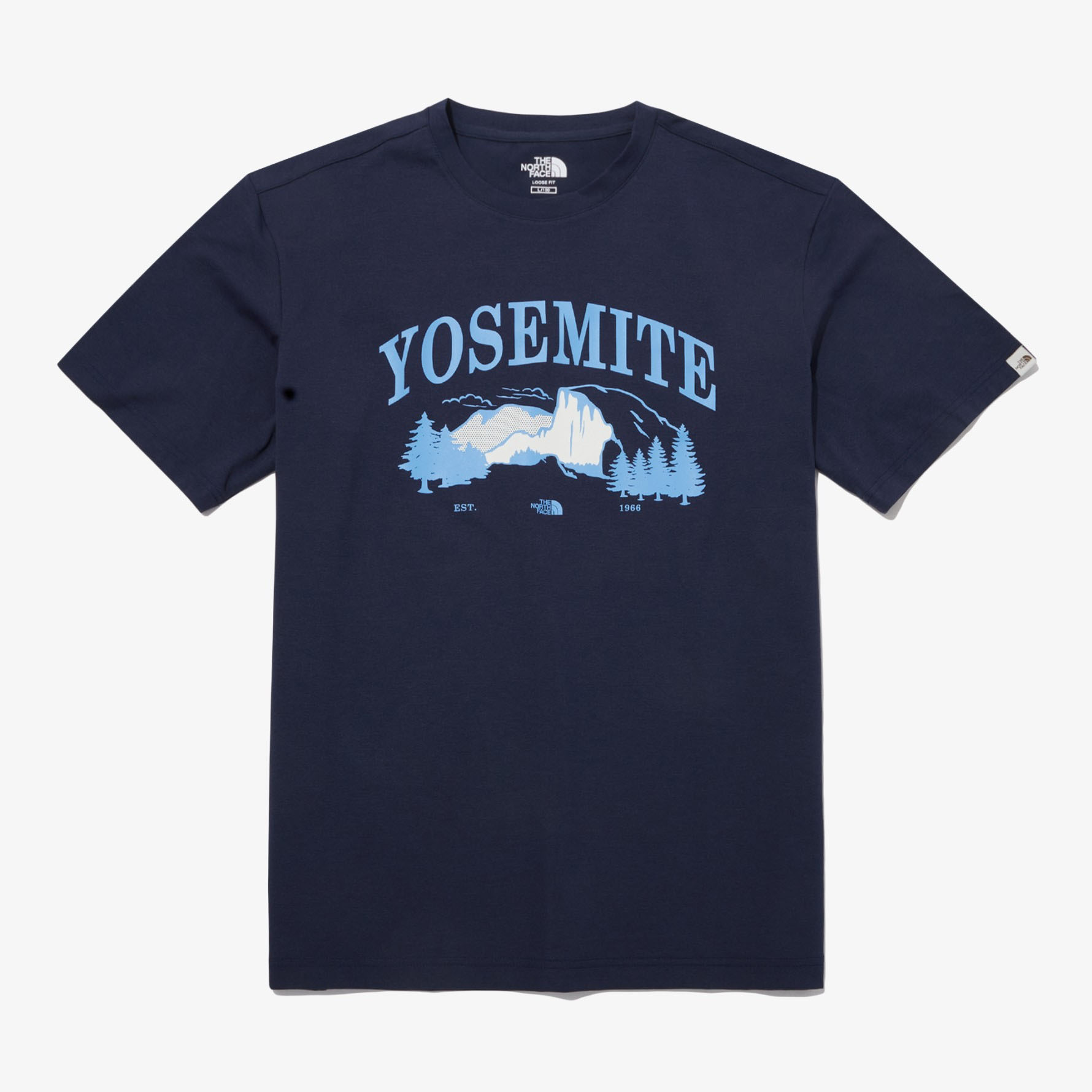 THE NORTH FACE ノースフェイス Tシャツ YOSEMITE S/S R/TEE ヨセミテパーク ロゴ デザイン BLACK WHITE TEA NAVY 半袖 ルーズフィット ゆったり NT7UP12J/K/M/L