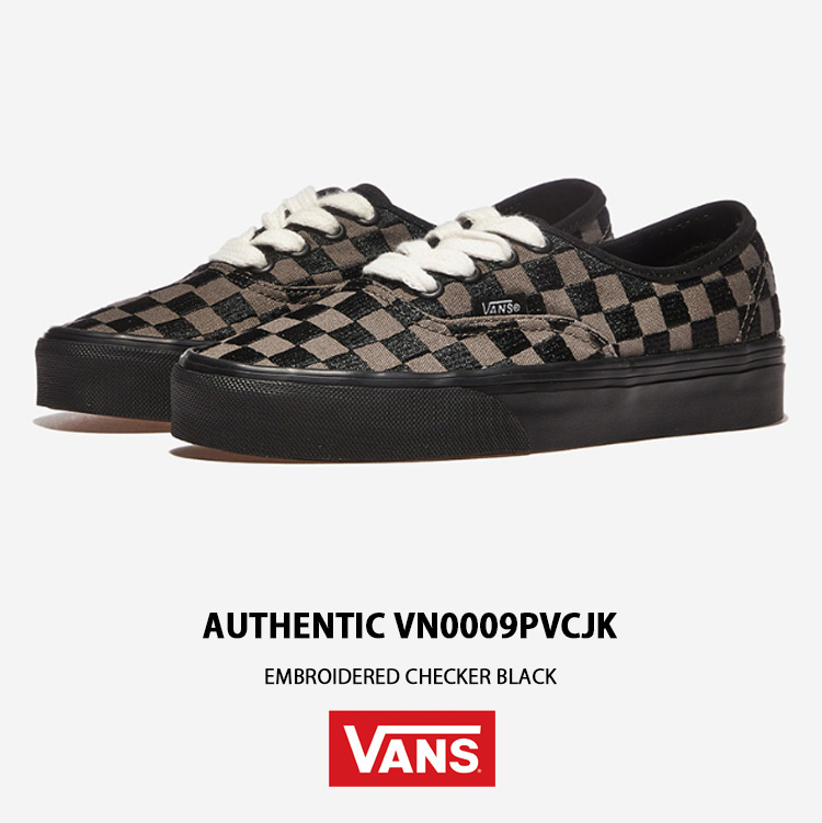 スニーカー ^VANS^ Authentic embroidered check black VN0009PVCJK1 Vans Authentic 'Embroidered Checkerboard Black' VN0009PVCJK