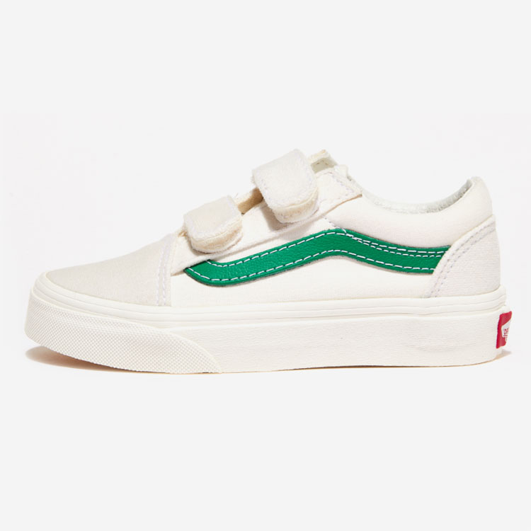 VANS バンズ キッズ スニーカー OLDSKOOL V MARSHMALLOW JOLLY GREEN VN0A4BUVRFX ベルクロ マジックテープ オールドスクール マシュマロ ジョリーグリーン｜a-dot｜02