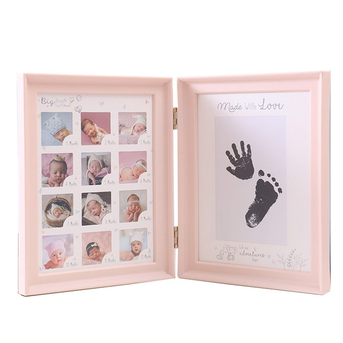 ベビーフレーム 足形 手形 フォトフレーム 12か月 成長記録 赤ちゃん 写真立て 出産祝い ベビー...