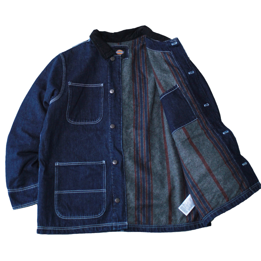 雰囲気抜群 ビッグサイズXXL Dickies ビンテージ デニムチョアコート Dickies（ディッキーズ） デニム チョアコート ブランケット裏地