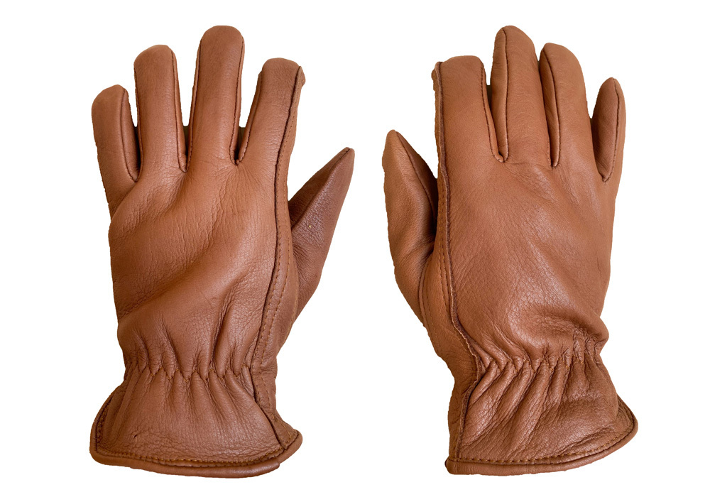 brown leather gloves