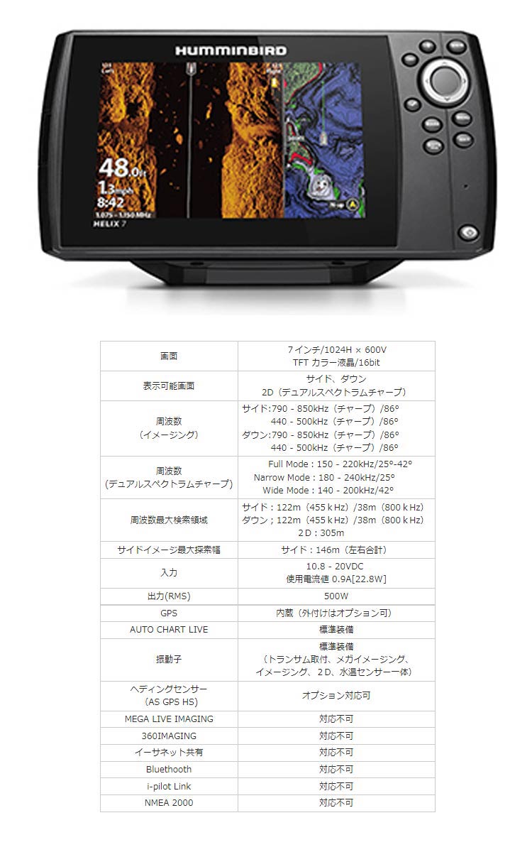 HUMMINBIRD/ハミンバード) HELIX 7 CHIRP SI GPS G4 (マップセット