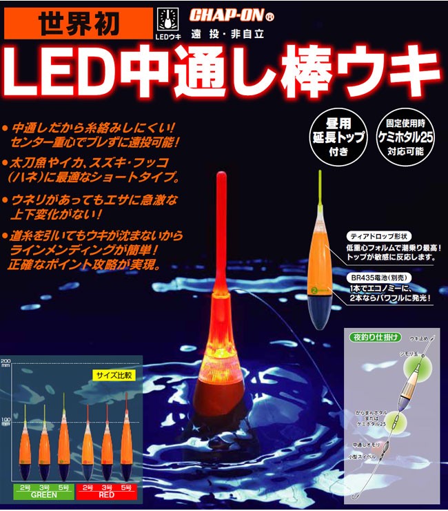 ルミカ LED中通し棒ウキ 3号 グリーン