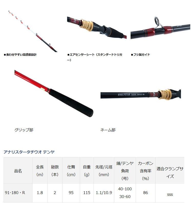 アナリスター　タチウオテンヤ　DAIWA Amazon | ダイワ(DAIWA) 船竿 アナリスタータチウオ テンヤ・R