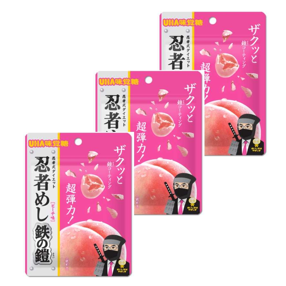 3袋セット 忍者めし 鉄の鎧 ピーチ味 UHA味覚糖 福岡倉庫 : a-kuストア