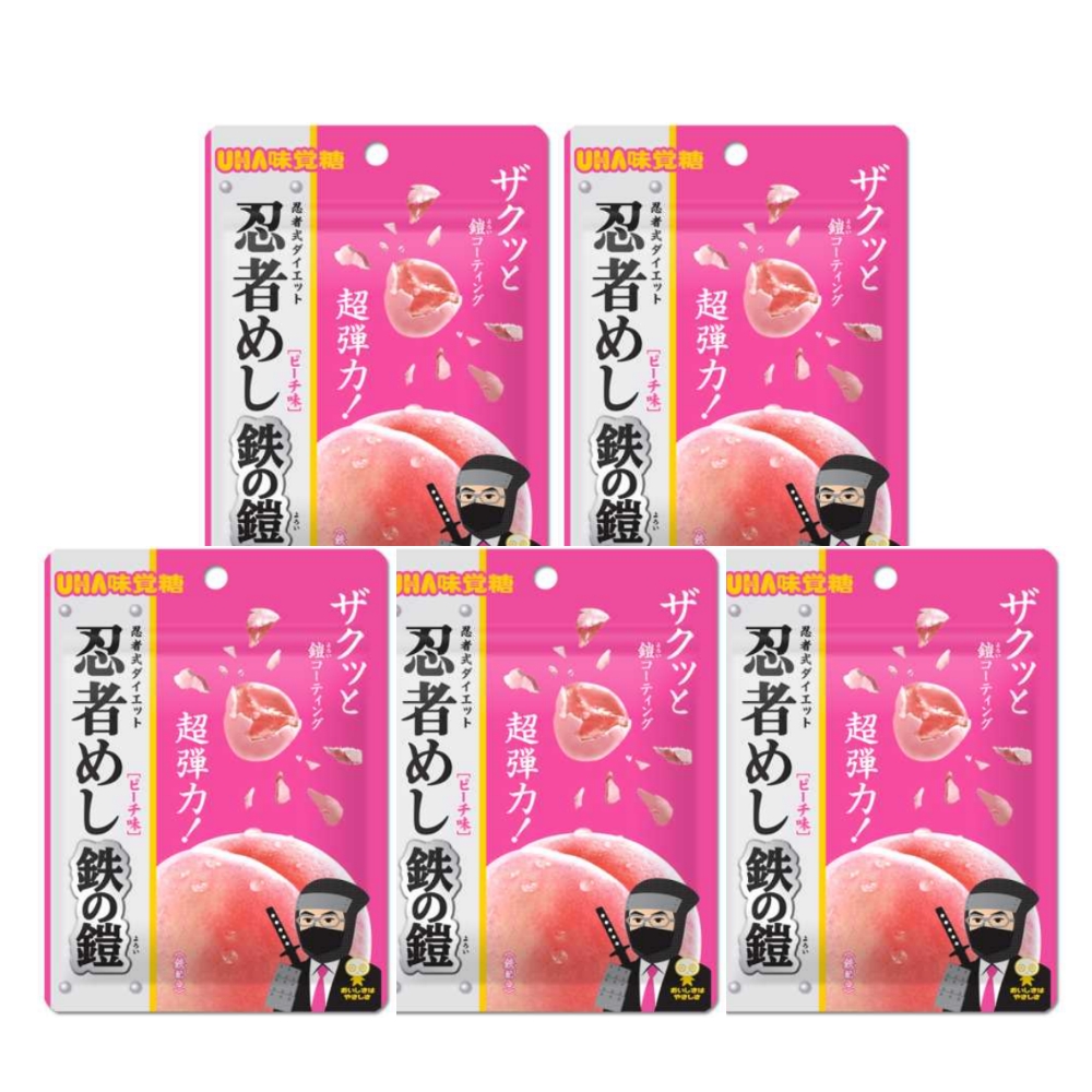 5袋セット 忍者めし 鉄の鎧 ピーチ味 UHA味覚糖 福岡倉庫 : a-kuストア