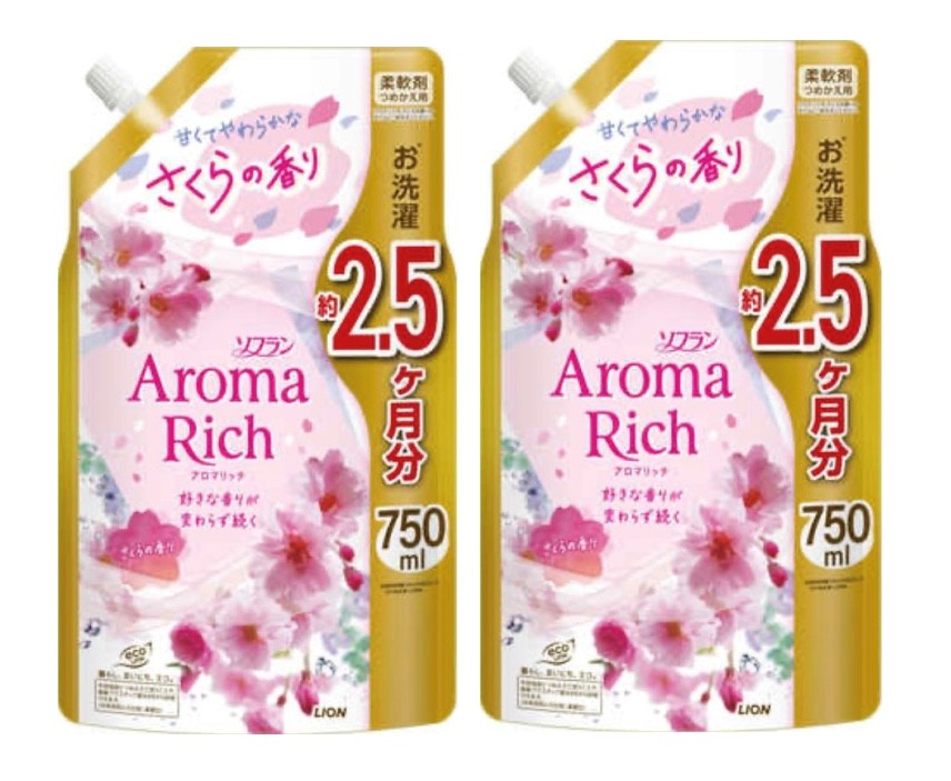 2袋セット ライオン ソフラン アロマリッチ さくら 特大 詰め替え用1