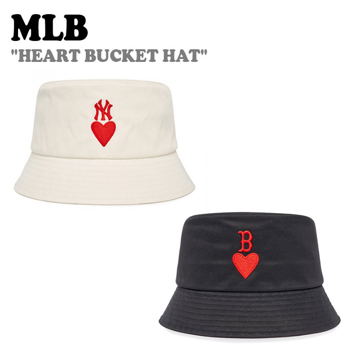 エムエルビー バケットハット MLB メンズ レディース HEART BACKET HAT ハート バケット ハット IVORY アイボリー BLACK ブラック 3AHTH013N-50IVS/43BKS ACC｜a-labs