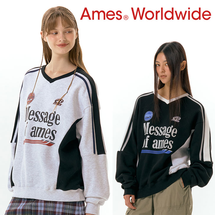 アメス ワールドワイド トレーナー Ames Worldwide 正規販売店 V NECK UNIFORM SWEATSHIRT Vネック ユニフォーム 全2色 AM2DFUM441ABK/GR ウェア :ct aw23 am2dfum441:a Labs