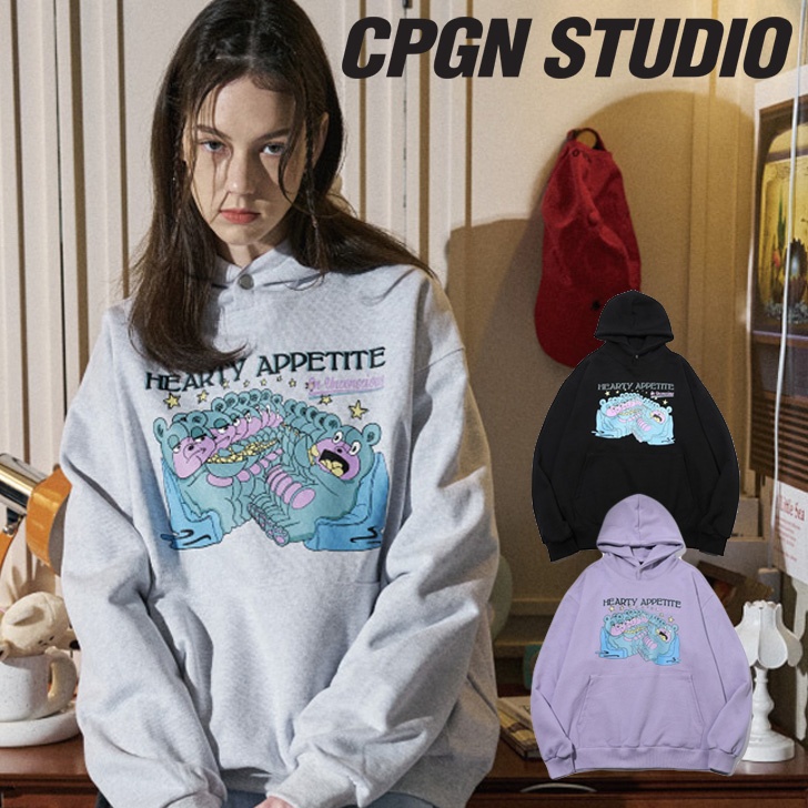 コンパーニョ パーカー CPGN STUDIO_COMPAGNO 正規販売店 PURPLE BEAR SNAP HEAVY HOODIE パープル ベアー スナップ 全3色 C23SA42 長袖 ウェア :ct cp23 c23sa42:a Labs