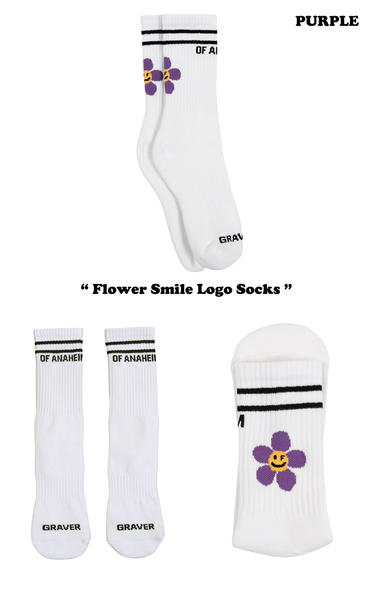 グレーバー 靴下 GRAVER 正規販売店 Flower Smile Logo Socks フラワー スマイル ロゴ ソックス 全5色 G(M)-S21-3-WE/9-WE/8-WE/10-WE G(M)-S23-1-WE ウェア｜a-labs｜08