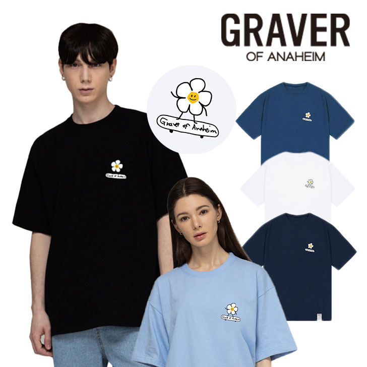グレーバー Tシャツ GRAVER 正規販売店 FLOWER BOARD SHORT SLEEVE TEE 全5色 G(W)-TS(22)-9-BK/NY/WE/BS/SB 半袖 ウェア｜a-labs