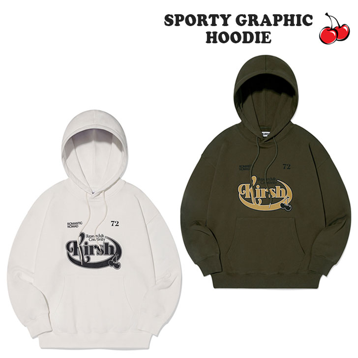 キルシー 韓国 パーカー KIRSH 正規販売店 SPORTY GRAPHIC HOODIE スポーティー グラフィック フーディ White ホワイト Khaki カーキ KKRFCTH502E ウェア :ct ki23 rfcth502e:a Labs