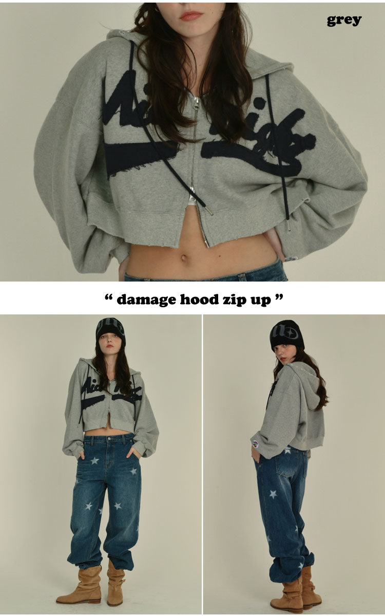 【MIDNIGHT MOVE】 damage hood zip up /追跡付 damage hood zip up (navy) - MIDNIGHT MOVE | 60% - Asian