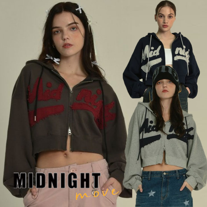 【MIDNIGHT MOVE】 damage hood zip up /追跡付 damage hood zip up (navy) - MIDNIGHT MOVE | 60% - Asian