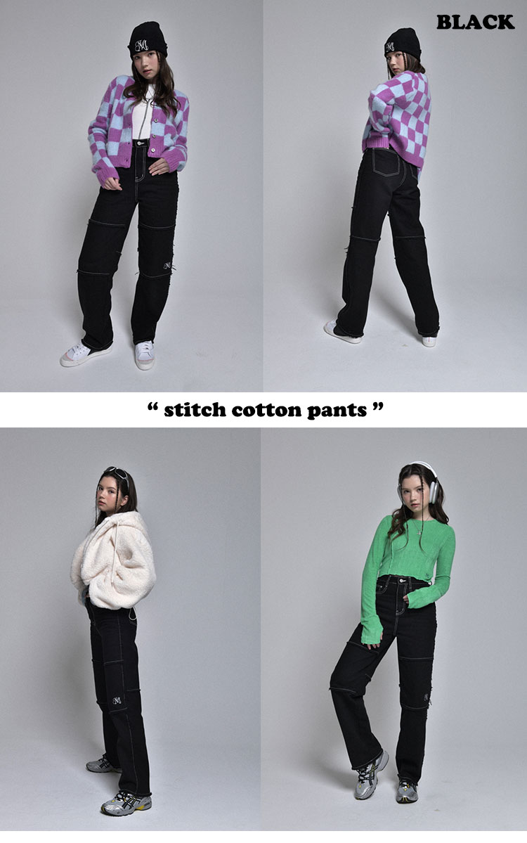 ミッドナイトムーブ 正規販売店 パンツ MIDNIGHT MOVE stitch cotton pants ステッチ コットンパンツ BLACK ブラック IVORY アイボリー w36/w37 ウェア｜a-labs｜03