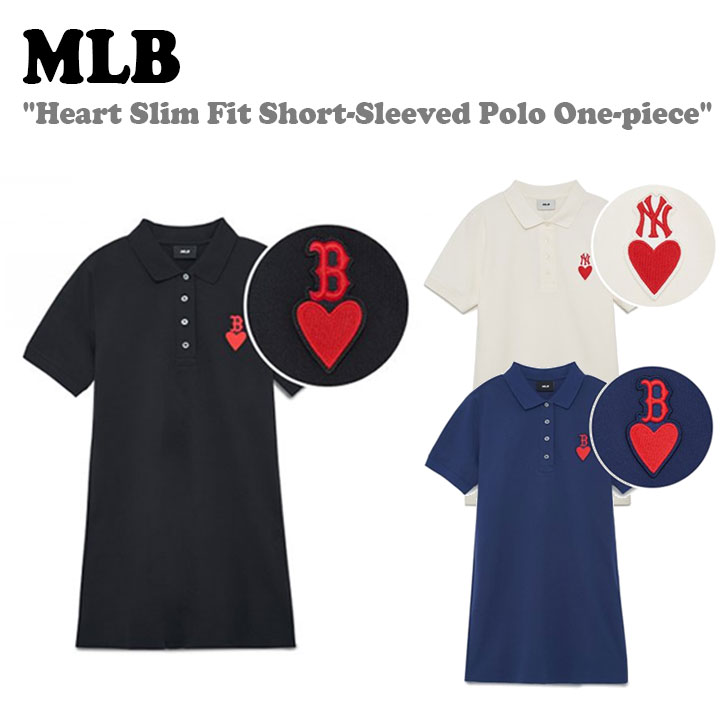 エムエルビー ワンピース MLB Heart Slim Fit Short Sleeved Polo One piece 全3色 3FOPH0133 43BKS/50CRS/43NYS ウェア :ct ml23 3foph0133:a Labs