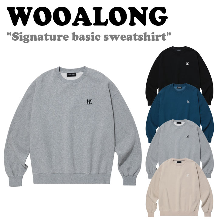 ウアロン トレーナー WOOALONG メンズ レディース Signature basic sweatshirt シグネチャー ベーシック スウェットシャツ 全4色 裏起毛 WL234JMT01U ウェア :ct wl23 234jmt01u:a Labs