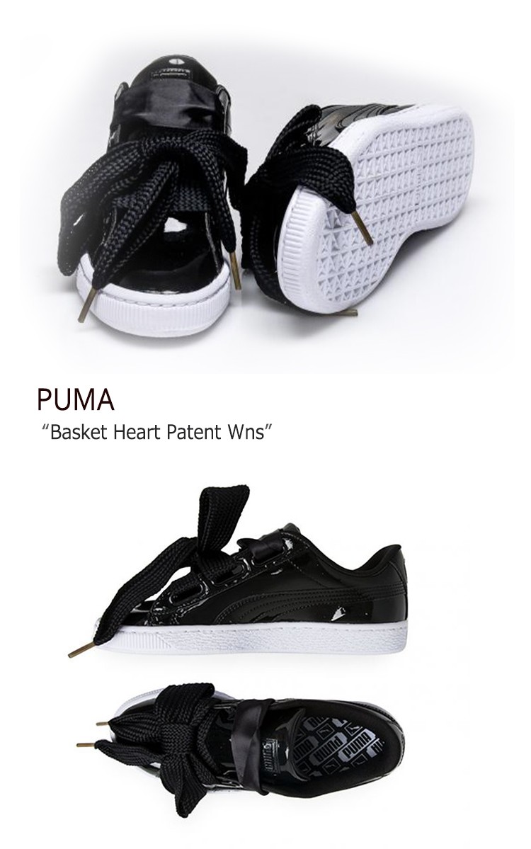 送料無料PUMA Basket Heart Patent BLACK 【バスケットハートパテント