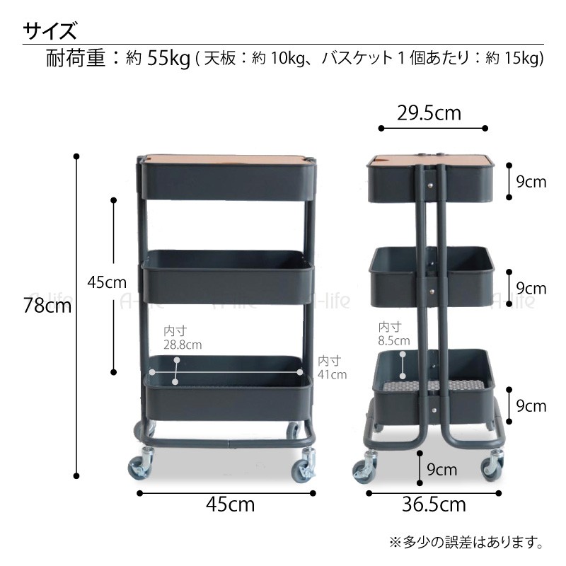 キッチンワゴン キャスター付き キッチンラック 3段 作業台 台所収納 SANWA SUPPLY キッチンワゴン キャスター付き 3段 おしゃれ 収納
