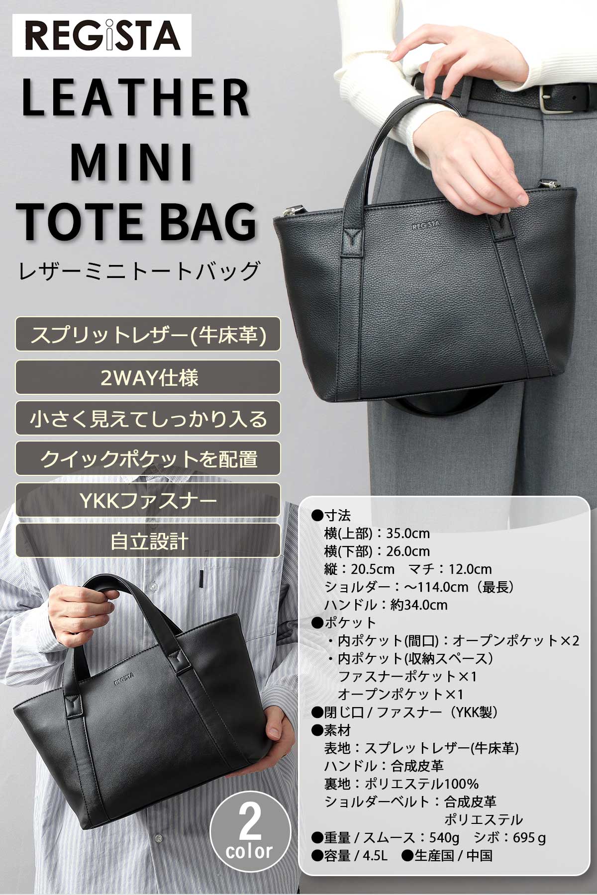 REGiSTA（レジスタ） ミニトートバッグ 2WAY ショルダーバッグ メンズ 