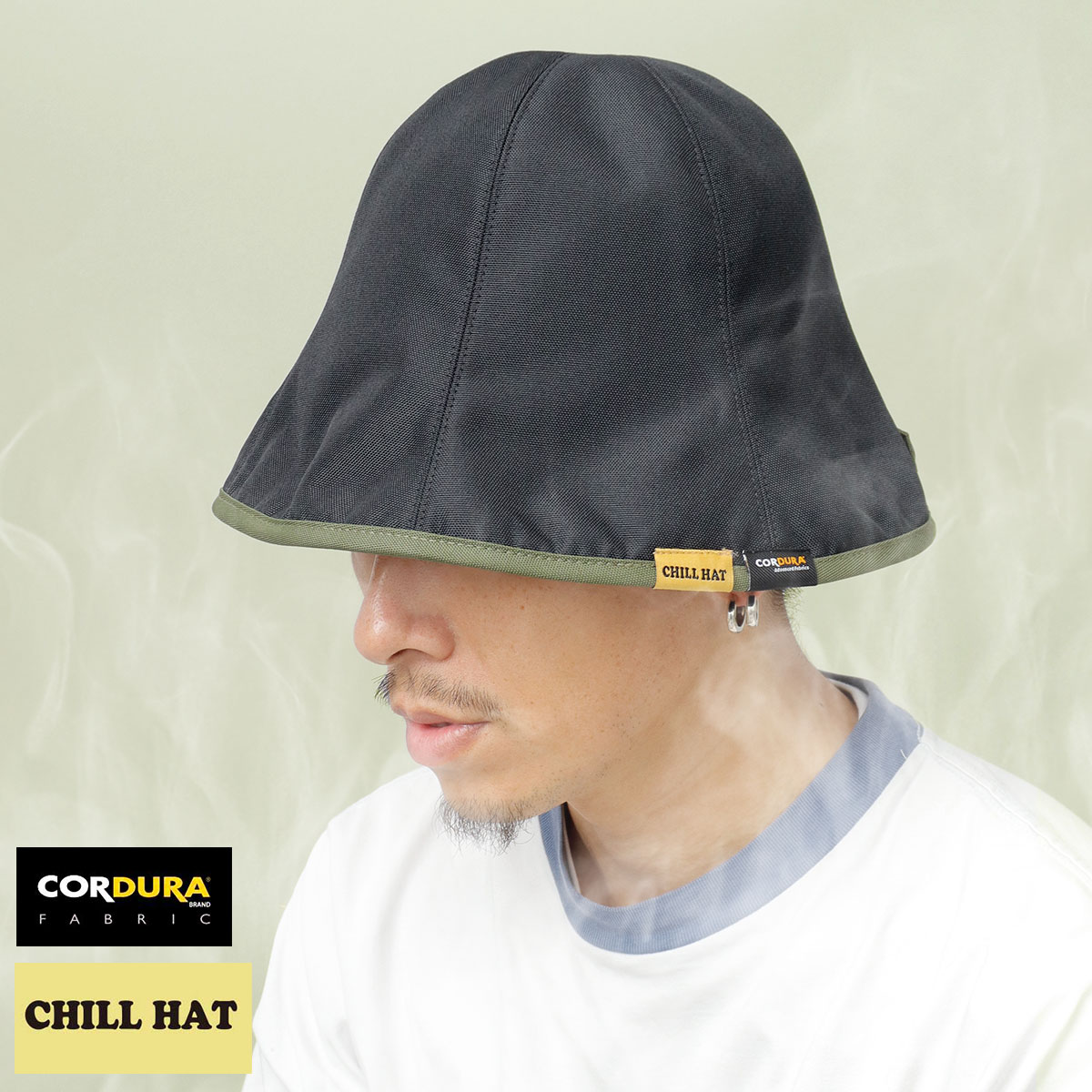 kapital 20ss チルバハット スマイル カーキ ナイロンハット CHILL HAT（チルハット） サウナハット メンズ レディース コーデュラ